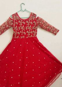 Rust Red Colour ❤️ Anarkali Off Cut Shoulder