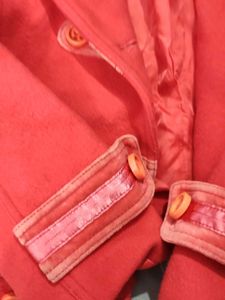 Coral Double-Breasted Cropped Coat