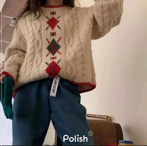 New With Tag Korean Patterned Knit Sweater