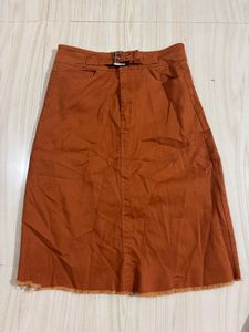 Light Brown high waist knee length skirt