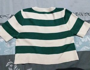 Korean Style Striped Crop Top