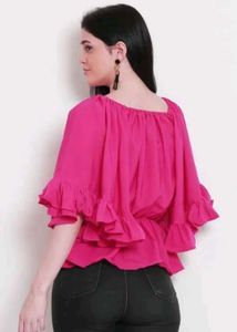 Pink Ruffle Sleeve Top