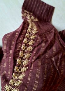 Brown Kurta with Golden Thread Embroidery !