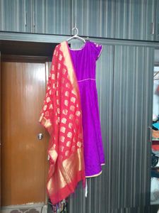 Prince Cut Gown With Banaras Duppata Rawsilk