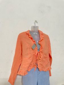 Pintresty Y2k Coral Ruffle Top