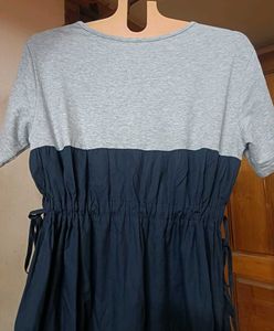 TWO-TONE MIDI DRESS
