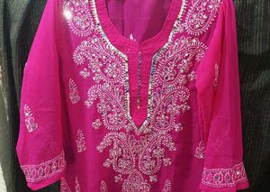 Beautiful Mirror Work Chekenkari Kurti With Inner