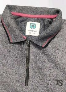 Teamspirit Men Polo Neck Zipper T shirt
