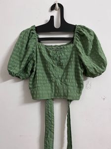Green Puff Sleeve Top