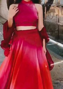 Red Ombre Lehenga Choli Set