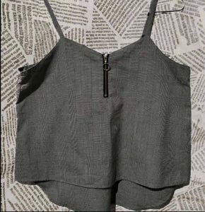 Plaid Zipper Tank Top