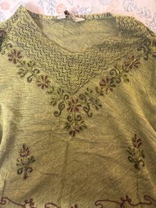 Embroidered Olive Green Top