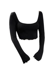 Chic Black Long Sleeve Crop Top