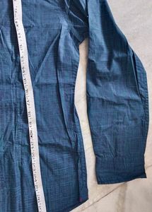 Mandarine Collar Blue Shirt