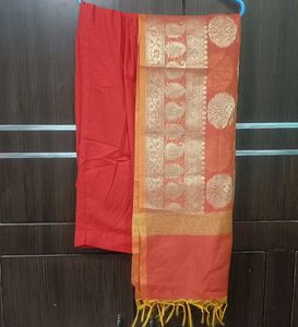 Mirror Work Kurta Set With Banarasi Dupatta