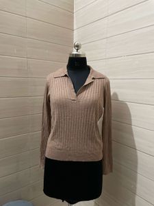 Calvin Klein Ribbed Knit Long Sleeve Top