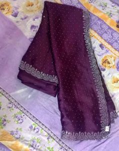 Elegant Purple Embellished Saree