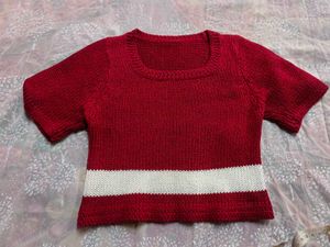 Red &amp; White Knit Crop Top (women's)