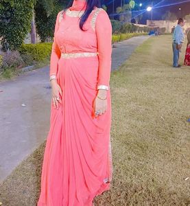 Peach Ethnic Gown For Women