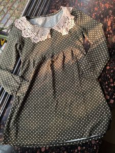Polka Dot Top Lace Collar