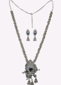 RADHA KRISHNA JEWELLERY SET - SILVER OXIDISED.