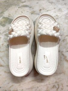 Stylish White Platform Slides