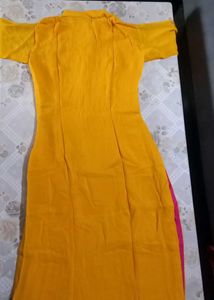 Yellow Mirror Work Kurti