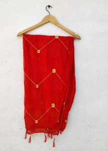 Black Kurta Set With Red Duppata