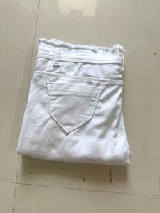 White Frayed Hem Denim Jeans