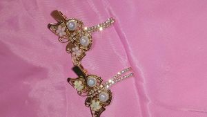 Golden Butterfly Crystal Hair Clips – Set of 2