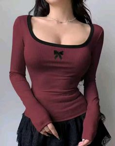 Korean Burgundy Cropped Top