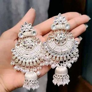 Elegant Silver Jhumka Earrings