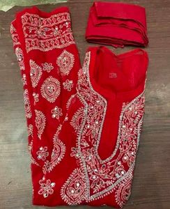 Red Chinankari Kurti