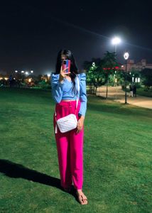 Women Crop Back Node Top In Powerdee blue Colour