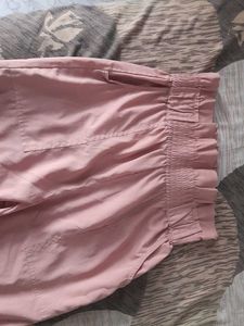 Pink Casual Pants With Crop Top