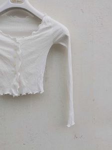 White Ribbed Top.