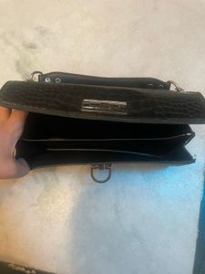 Black Croc Embossed Clutch