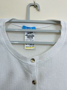 White Ruffle Trim Top