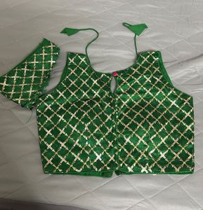 Green & Gold Sequin Crop Top