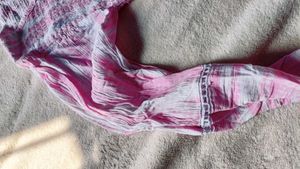 Pink Striped Peasant Top