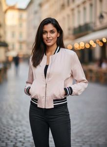 Bershka Pink Bomber Jacket Made In Morocco Sz-M