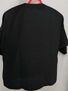 Floral Embroidered Black Chain Top
