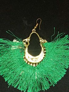 Green Tassel Earrings