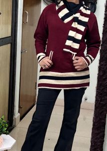 Maroon Winter Cardigan Sweater