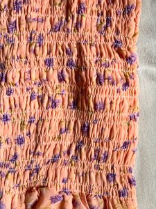 Peach Smocked Floral Dress