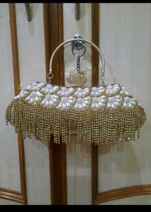 Elegant Pearl & Rhinestone Evening Clutch