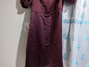 Brown Satin Simple Mini Dress