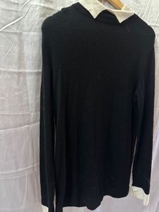 Warm Black White Collar Sweat Shirt zara