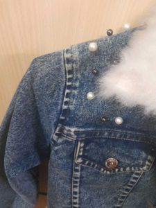 Fur Blue Denim Jackett