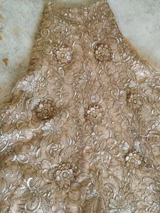 Gold Floral Embroidered Maxi Skirt